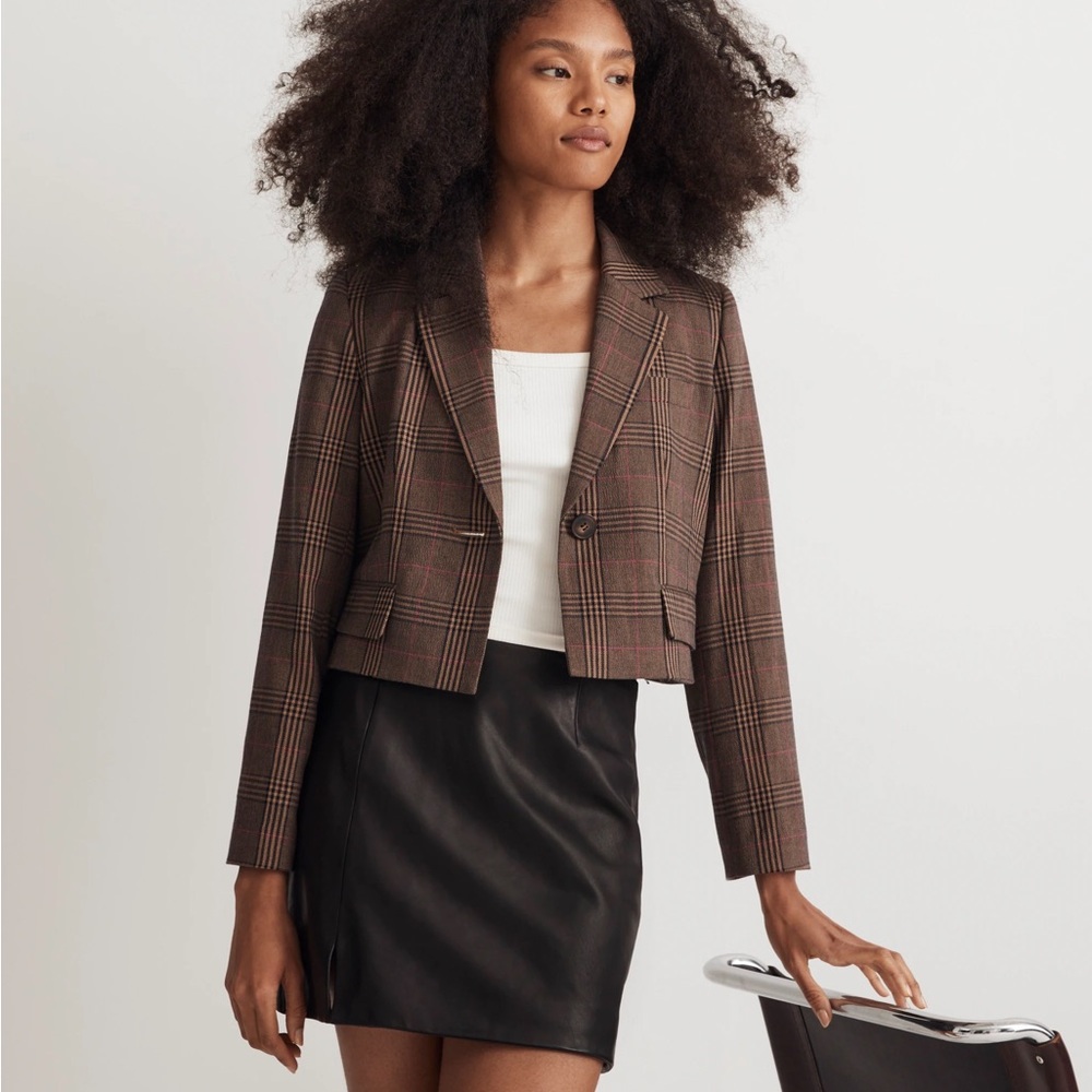 Madewell Women’s The Sutter Crop Blazer Brown Fit M Academia Business Casual